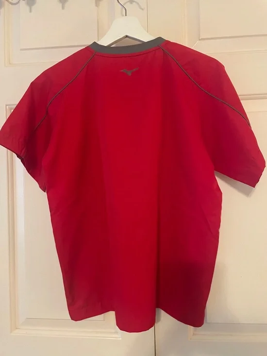Youth L MIZUNO Performance BASEBALL WARM-UP SHIRT, RED Jersey Uniform Boys Top - Picture 4 of 7